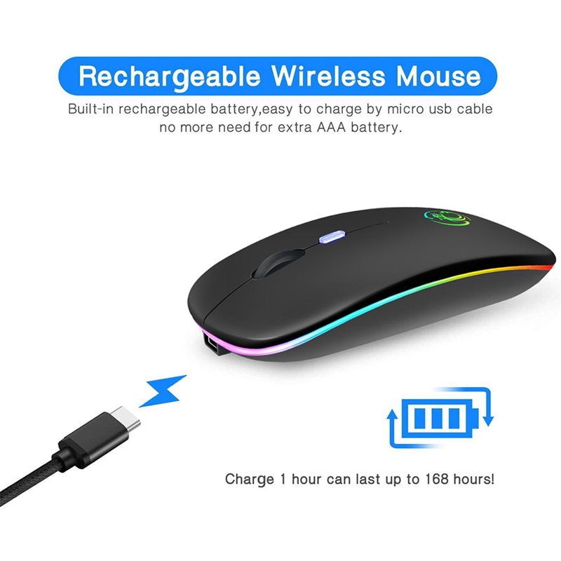 Wireless Mouse Bluetooth RGB Rechargeable Mouse Wireless Computer Silent Mause LED Backlit Ergonomic Gaming Mouse For Laptop PC Wireless Mouse Bluetooth RGB Rechargeable Mouse Wireless Computer Silent Mause LED Backlit Ergonomic Gaming Mouse For Laptop PC