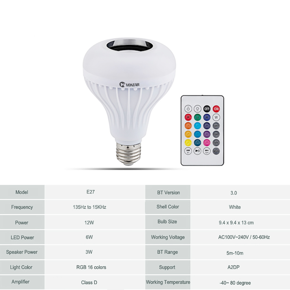 Wireless Bluetooth Speaker and RGB Bulb LED Lamp