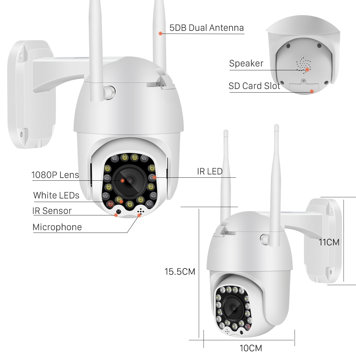 Outdoor Home Security PTZ Camera