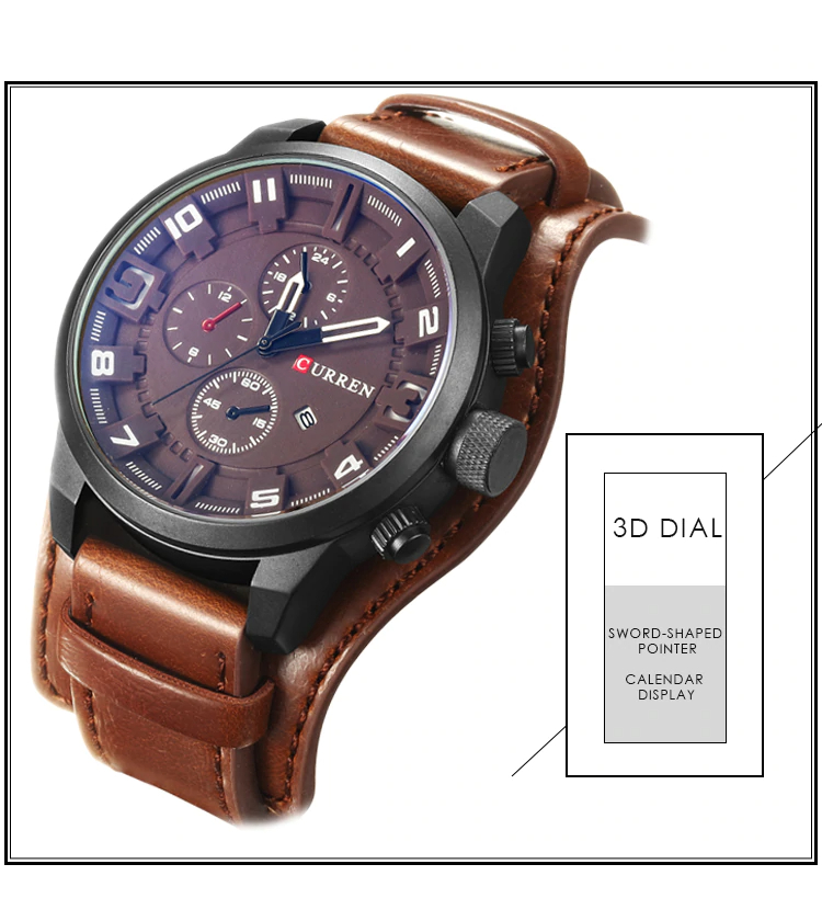 Men's Waterproof Round Sport Watch with Calendar