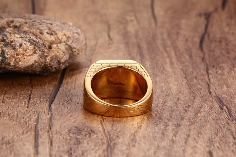 Stainless Steel Ring with Black Stone