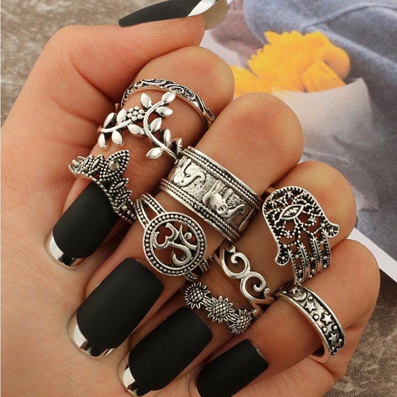 Women's Boho Ring 9 pcs Set