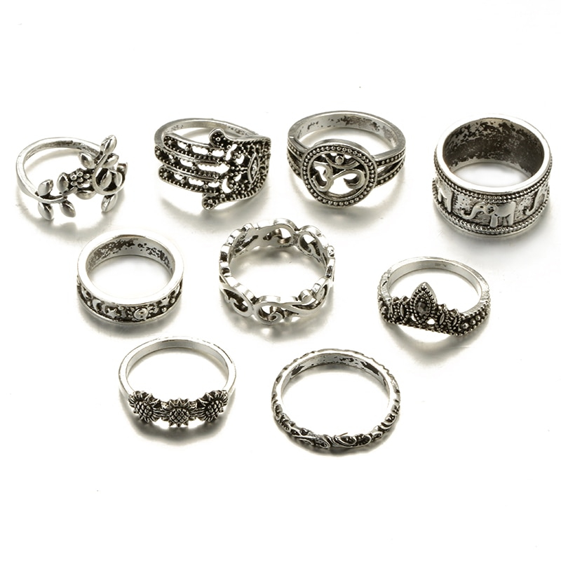 Women's Boho Ring 9 pcs Set