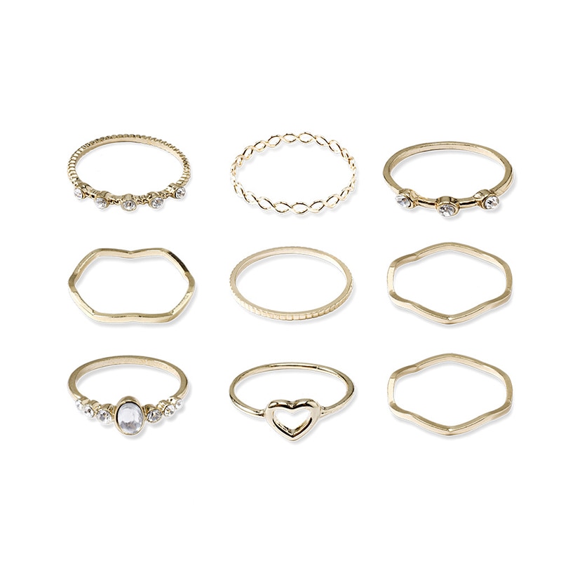 Women's Geometric Joint Rings Set