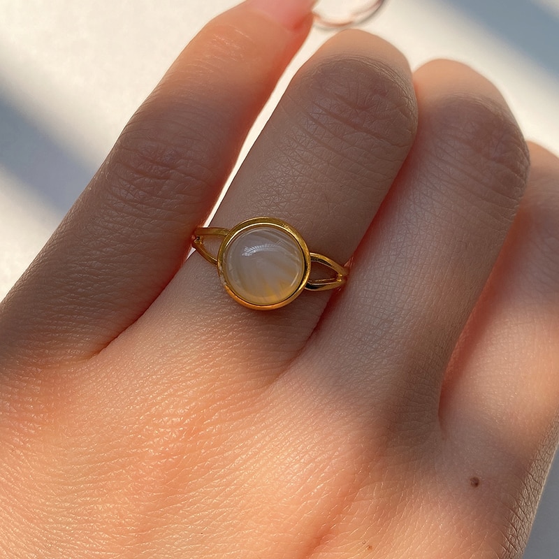 Natural Stone Open Ring for Women