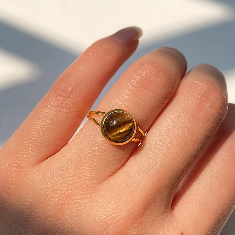 Natural Stone Open Ring for Women