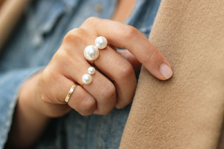 Stylish Fashion Big Pearl Adjustable Rings For Women