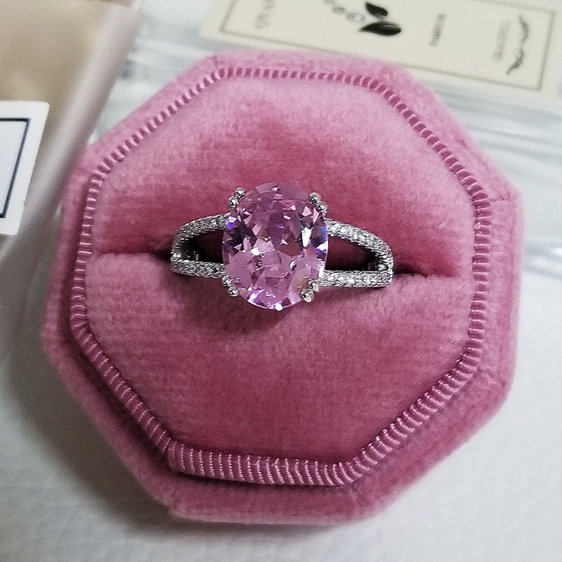 Luxury 925 Sterling Silver Pink Ring