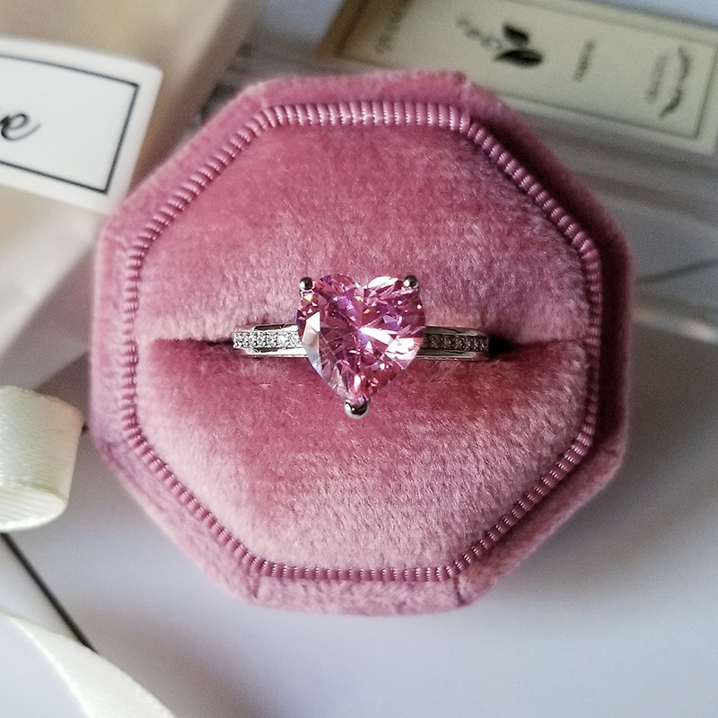 Luxury 925 Sterling Silver Pink Ring