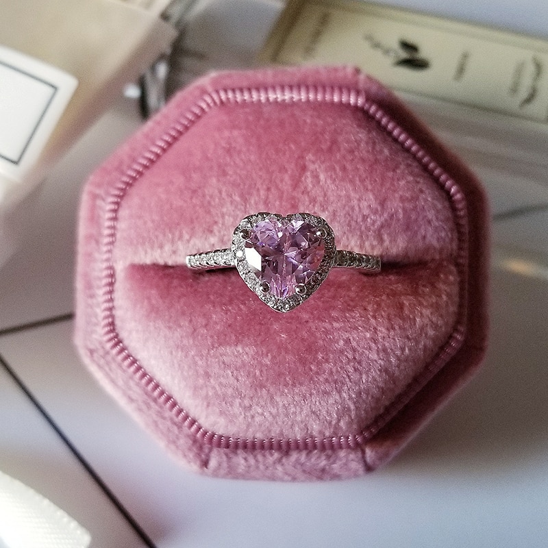 Luxury 925 Sterling Silver Pink Ring