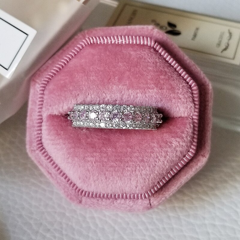 Luxury 925 Sterling Silver Pink Ring