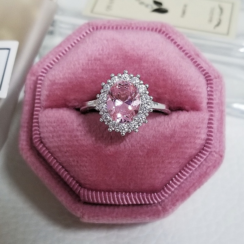 Luxury 925 Sterling Silver Pink Ring