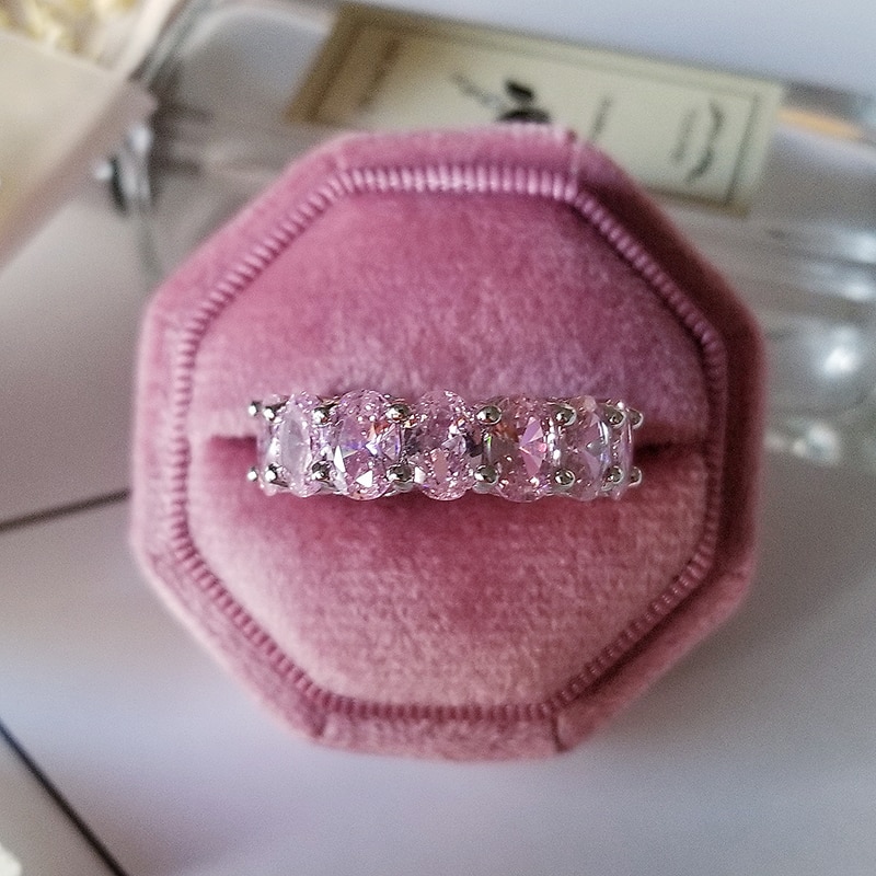 Luxury 925 Sterling Silver Pink Ring
