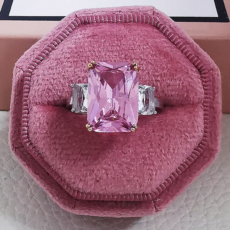 Luxury 925 Sterling Silver Pink Ring