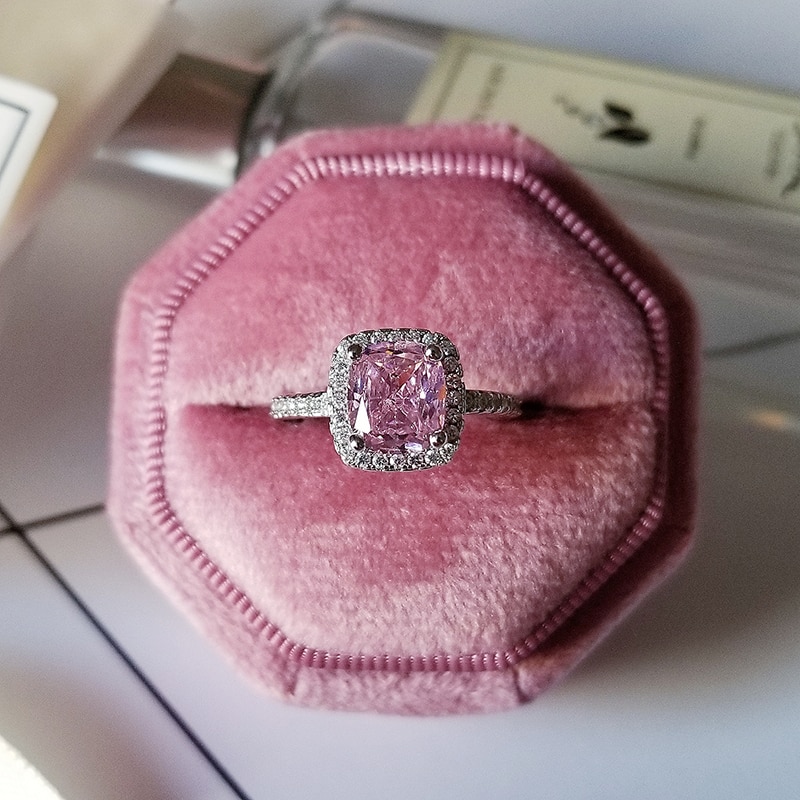 Luxury 925 Sterling Silver Pink Ring