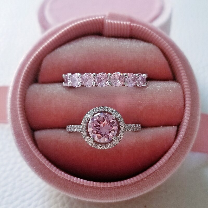 Luxury 925 Sterling Silver Pink Ring
