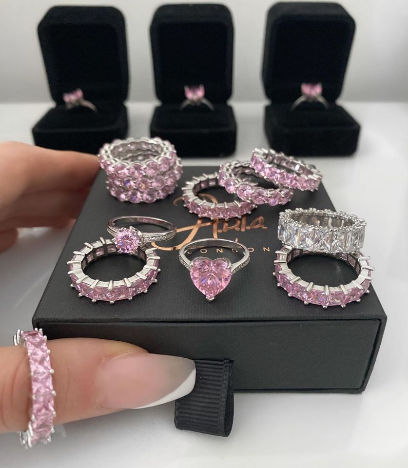 Luxury 925 Sterling Silver Pink Ring