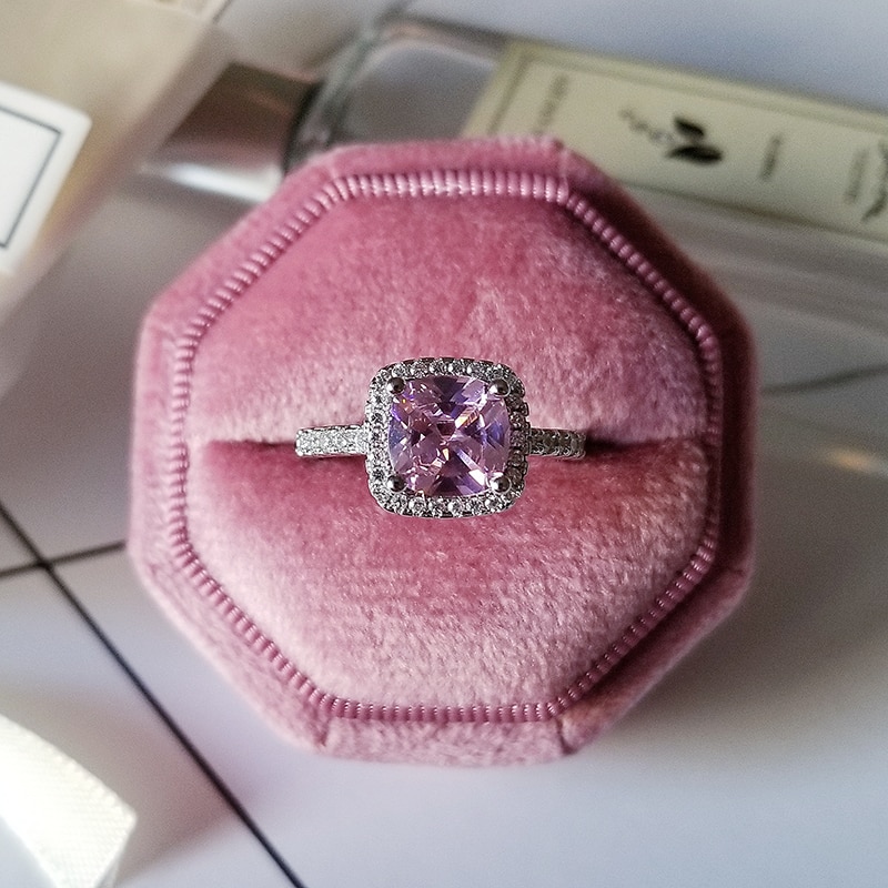 Luxury 925 Sterling Silver Pink Ring