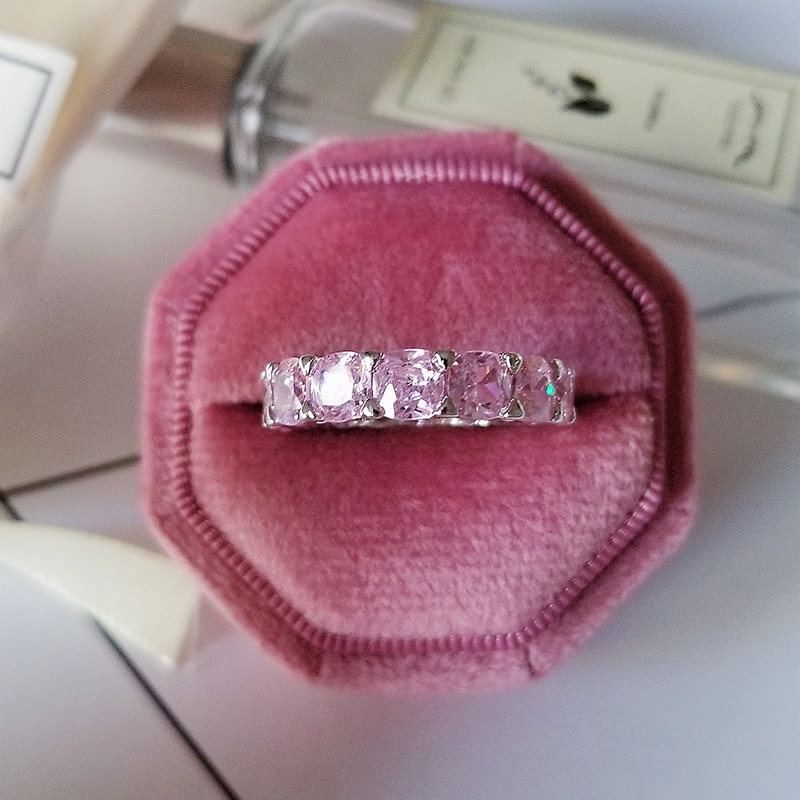 Luxury 925 Sterling Silver Pink Ring