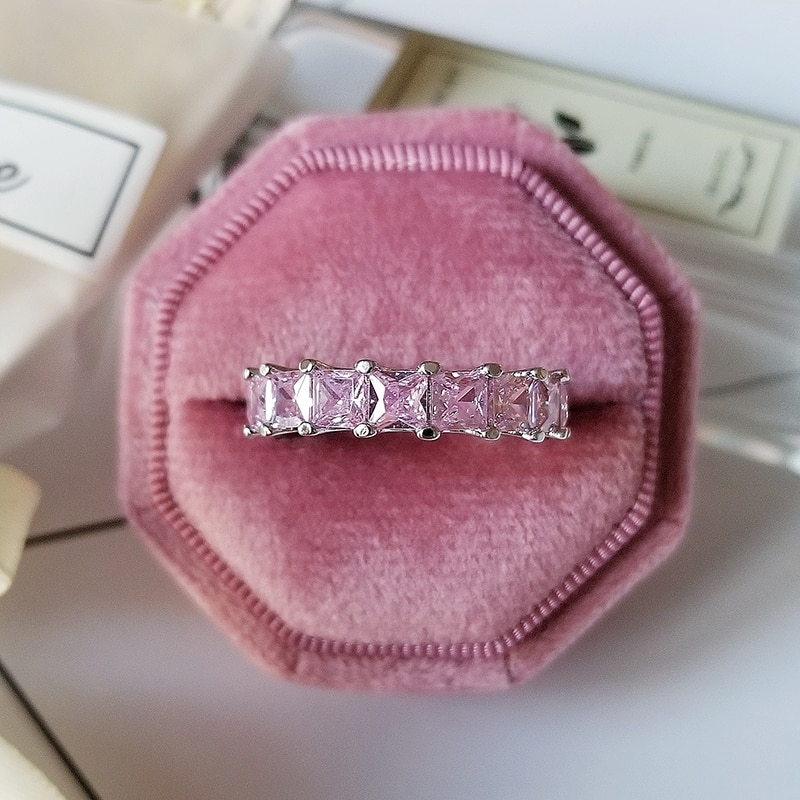 Luxury 925 Sterling Silver Pink Ring