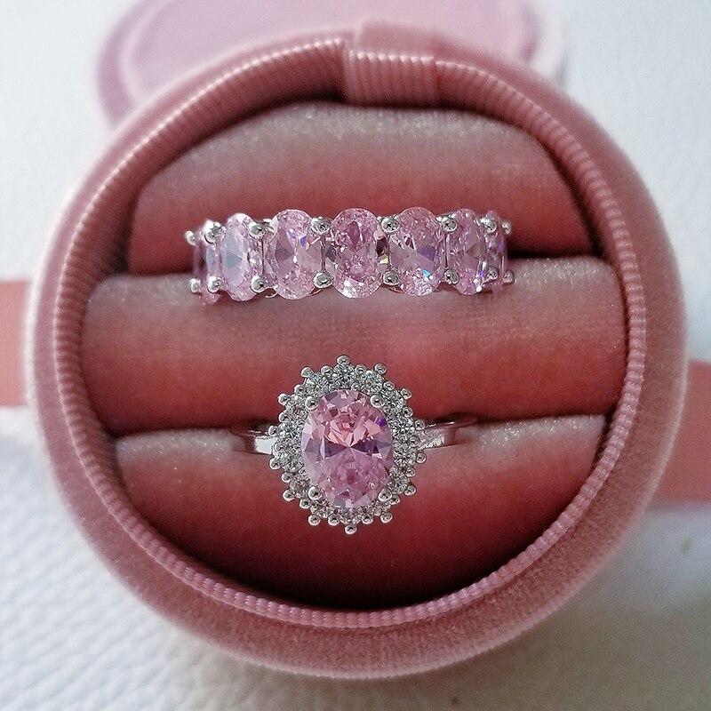 Luxury 925 Sterling Silver Pink Ring