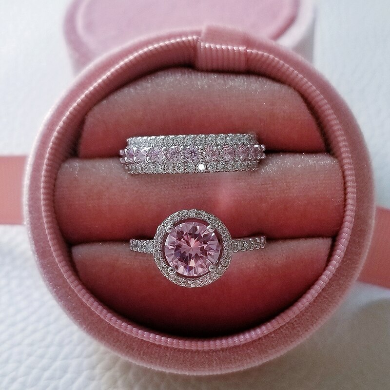 Luxury 925 Sterling Silver Pink Ring