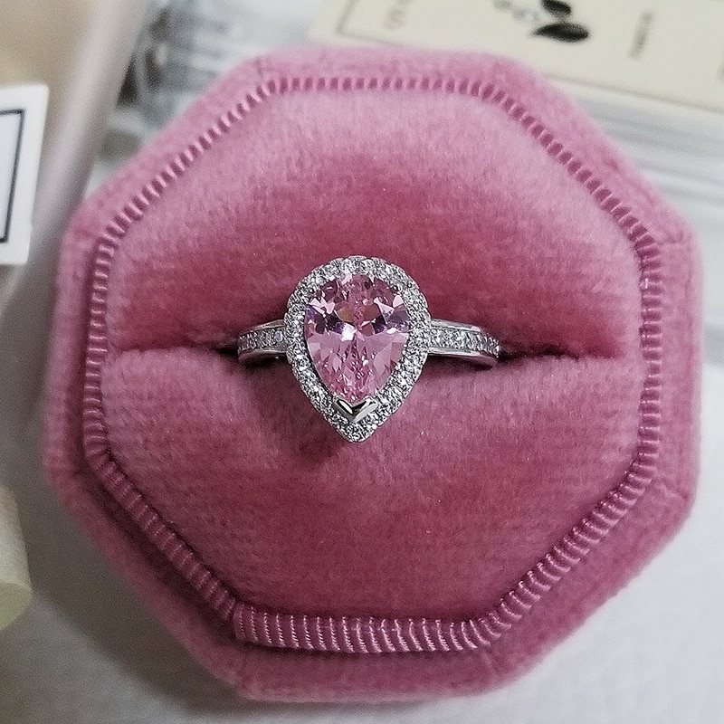 Luxury 925 Sterling Silver Pink Ring