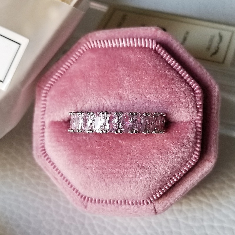 Luxury 925 Sterling Silver Pink Ring