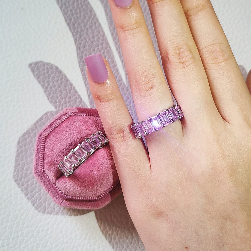 Luxury 925 Sterling Silver Pink Ring