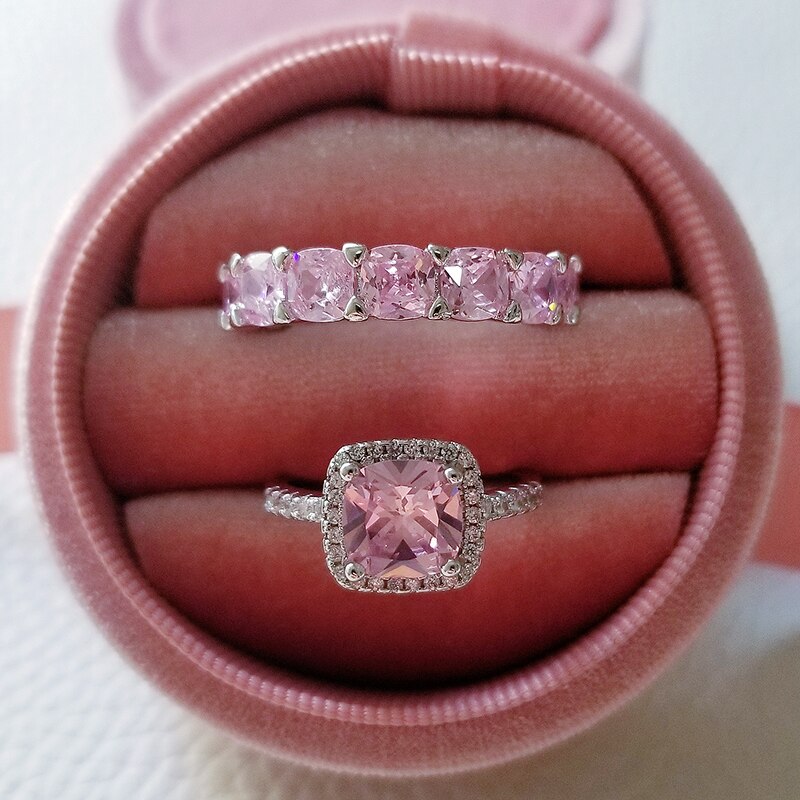 Luxury 925 Sterling Silver Pink Ring