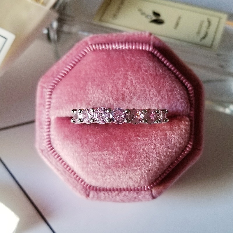 Luxury 925 Sterling Silver Pink Ring