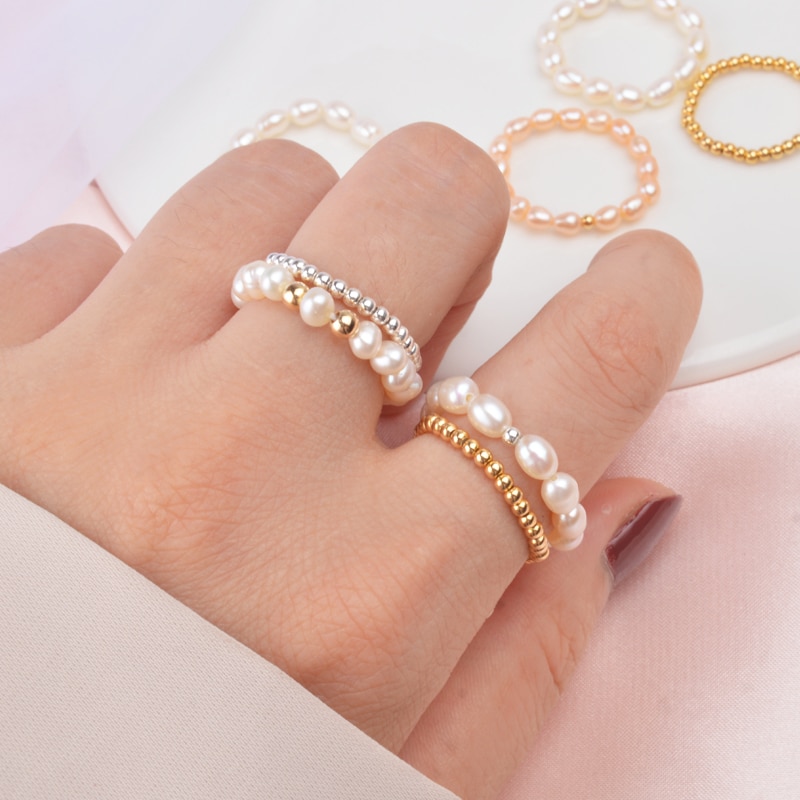Minimal 925 Sterling Natural Pearl Rings for Women