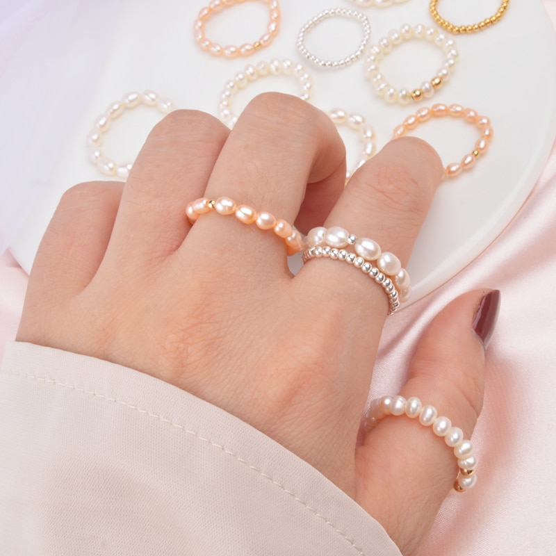 Minimal 925 Sterling Natural Pearl Rings for Women