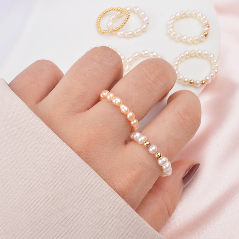 Minimal 925 Sterling Natural Pearl Rings for Women