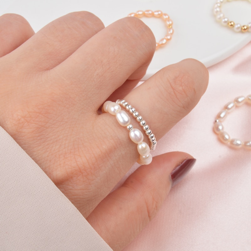 Minimal 925 Sterling Natural Pearl Rings for Women