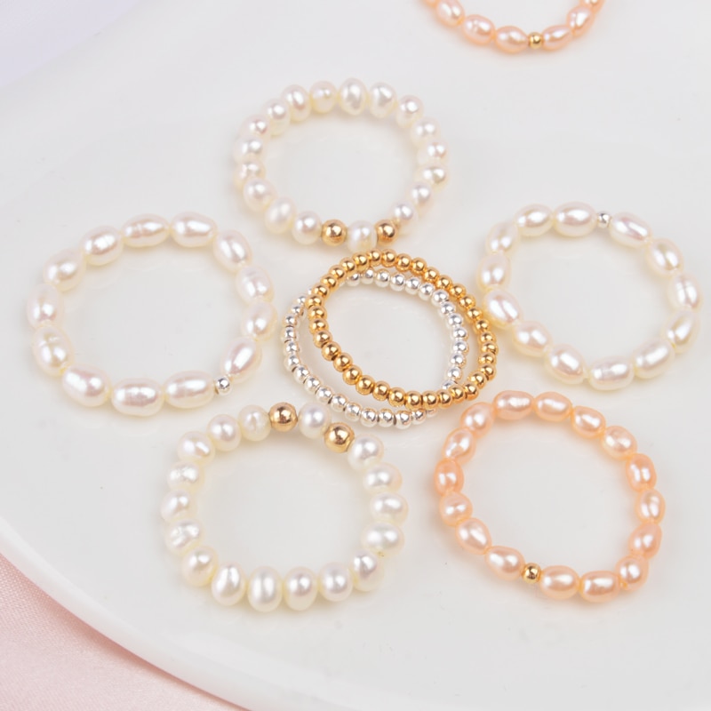 Minimal 925 Sterling Natural Pearl Rings for Women