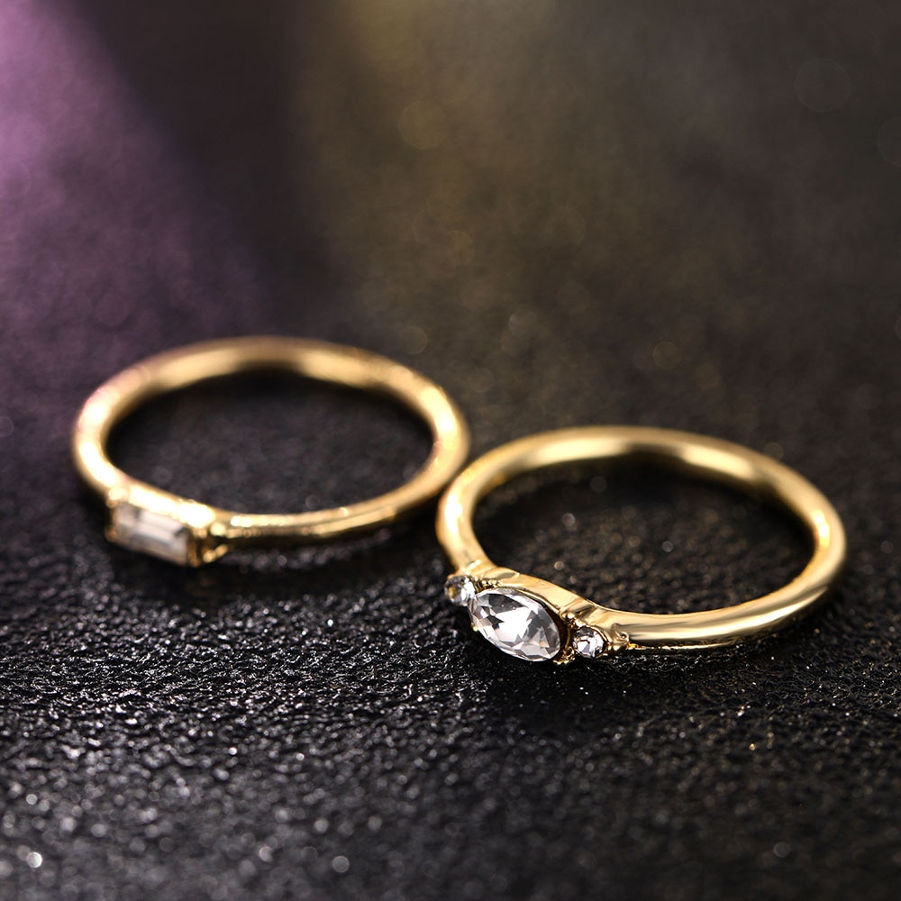 Women's Gold Ring Set 4 Pcs